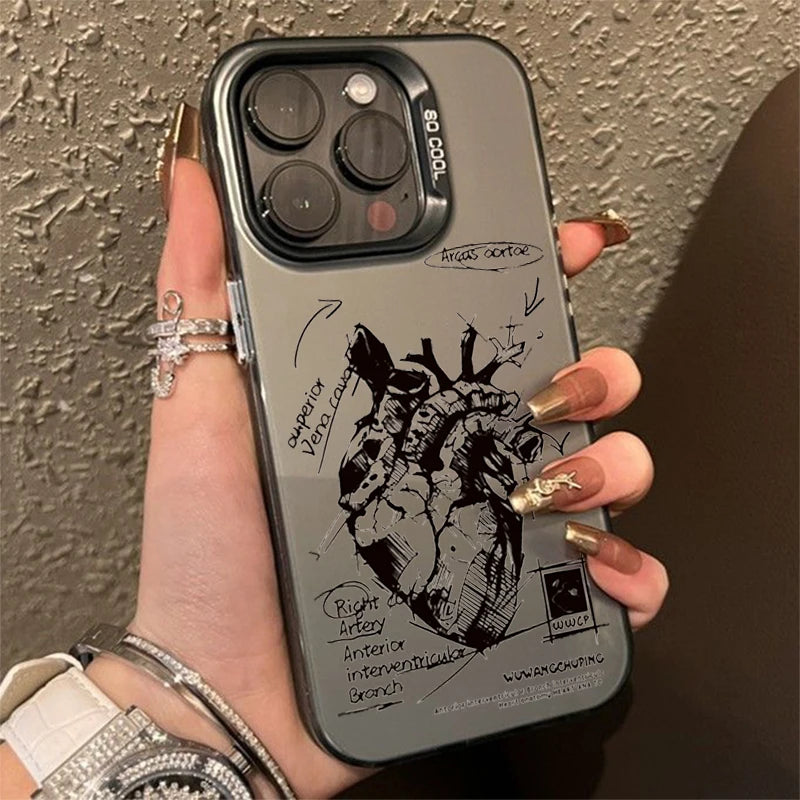 TSP82 Cute Phone Cases For iPhone 16, 15 Pro Max, 11, 12, 13, 14, 15 Pro, XS, XR, and X - Creative Cardiovascular Model Heart