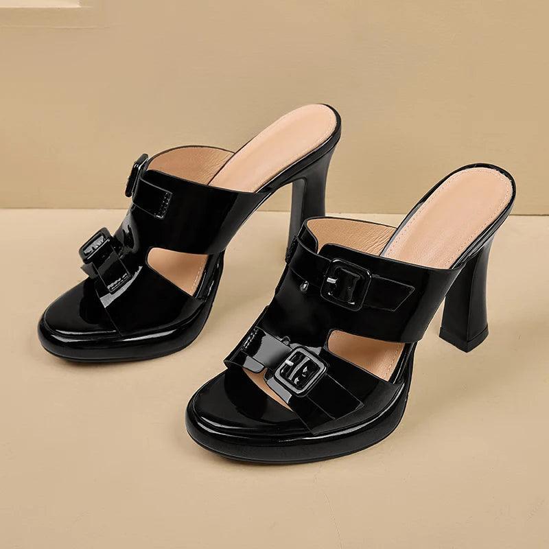 Leather Chunky High Heels - TSS101 Women&