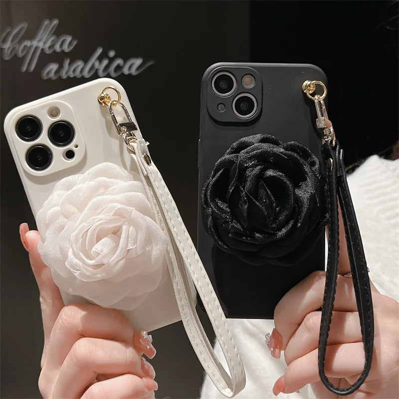 Camellia Pearl Cute Phone Cases For iPhone 15 14 13 11 12 Pro