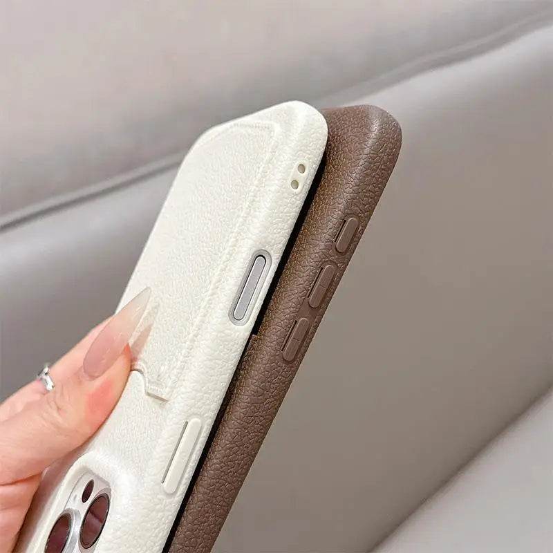 Cute Phone Cases For iPhone 16, 15, 13, 14 Pro Max - Card Slot Wallet - Soft Matte Leather Cover Shell - PC9010 - Touchy Style