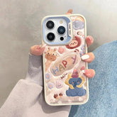 A3CPC349 Cute Phone Case for iPhone 15, 14, 13, 11, and 12 Pro Max - Animal Cartoon - Leather Cover - Touchy Style