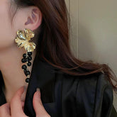 A6145 Big Metal Flower Charm Stud Earring Jewelry - Touchy Style .