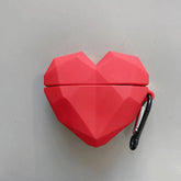 AirPods 3 2 1 Case With Silicone Red Heart Shape and Metal Hook SSSC40 AirPods Case - Touchy Style