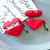 AirPods 3 2 1 Case With Silicone Red Heart Shape and Metal Hook SSSC40 AirPods Case - Touchy Style