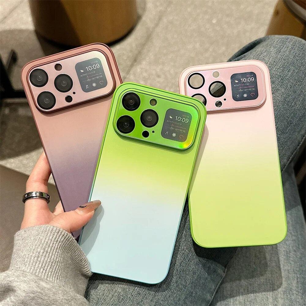 Aurora Gradient Cute Laser Matte Phone Case for iPhone 14, 13, 12, 11 Pro Max, 14 Plus, and 14 Pro - Touchy Style