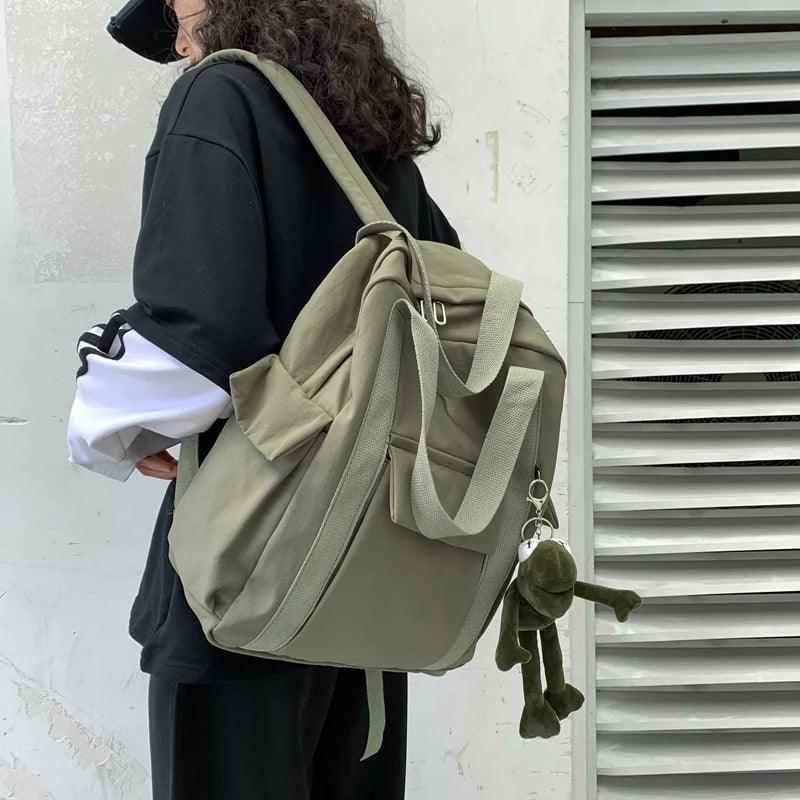 B2158 Women's Cool Backpack - Solid, Waterproof Nylon School Bag