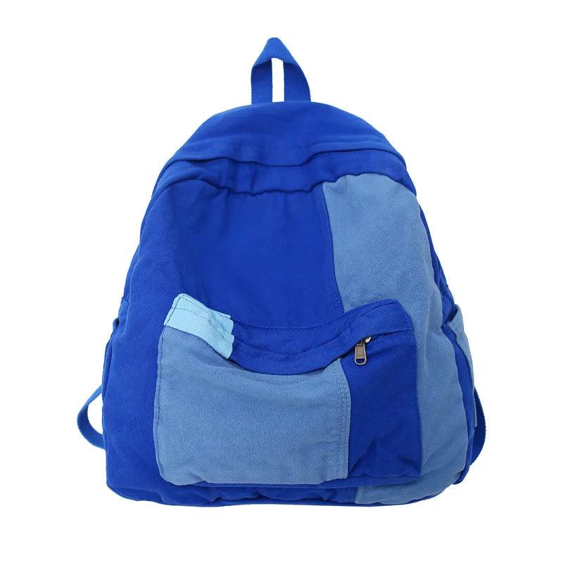 B2695 Cool Backpack - Fashion Panelled Canvas Travel Book Bags - Touchy Style