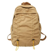 B3087 Cool Backpack - Solid Canvas School Bags - Drawstring Design - Touchy Style