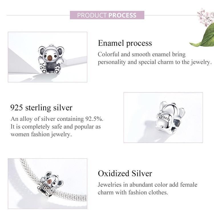 Baby Koala 925 Sterling Silver Pendant Charm Jewelry Without Chain - Touchy Style