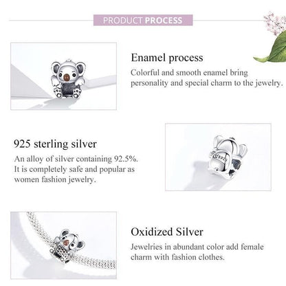 Baby Koala 925 Sterling Silver Pendant Charm Jewelry Without Chain - Touchy Style