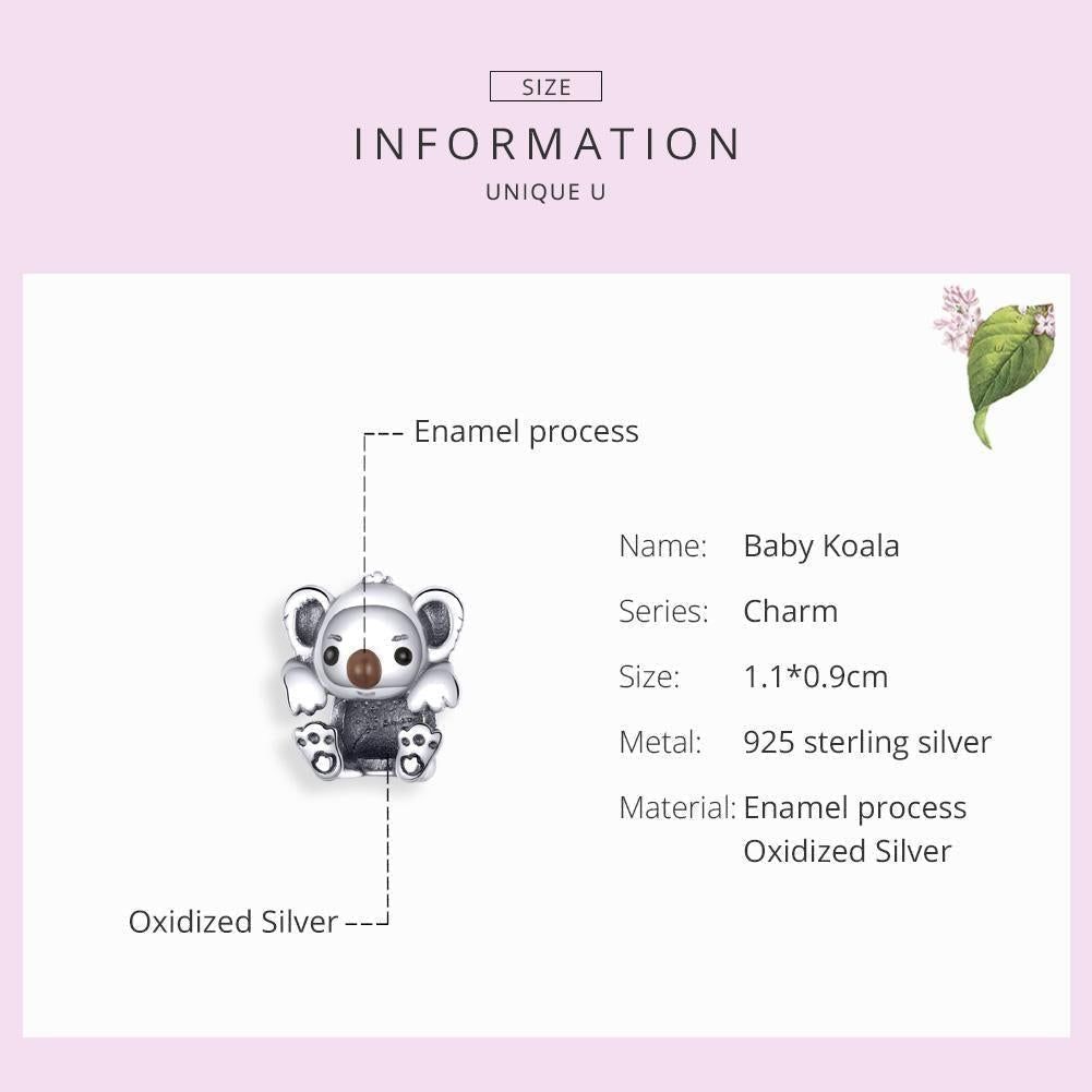 Baby Koala 925 Sterling Silver Pendant Charm Jewelry Without Chain - Touchy Style