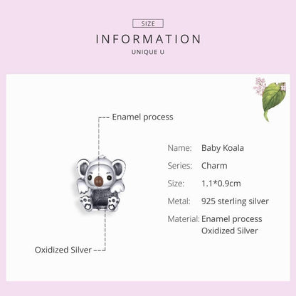 Baby Koala 925 Sterling Silver Pendant Charm Jewelry Without Chain - Touchy Style