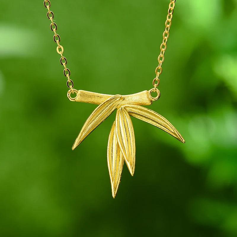 Bamboo Leaves Pendant Necklace Charm Jewelry - LFJF0081 - Touchy Style