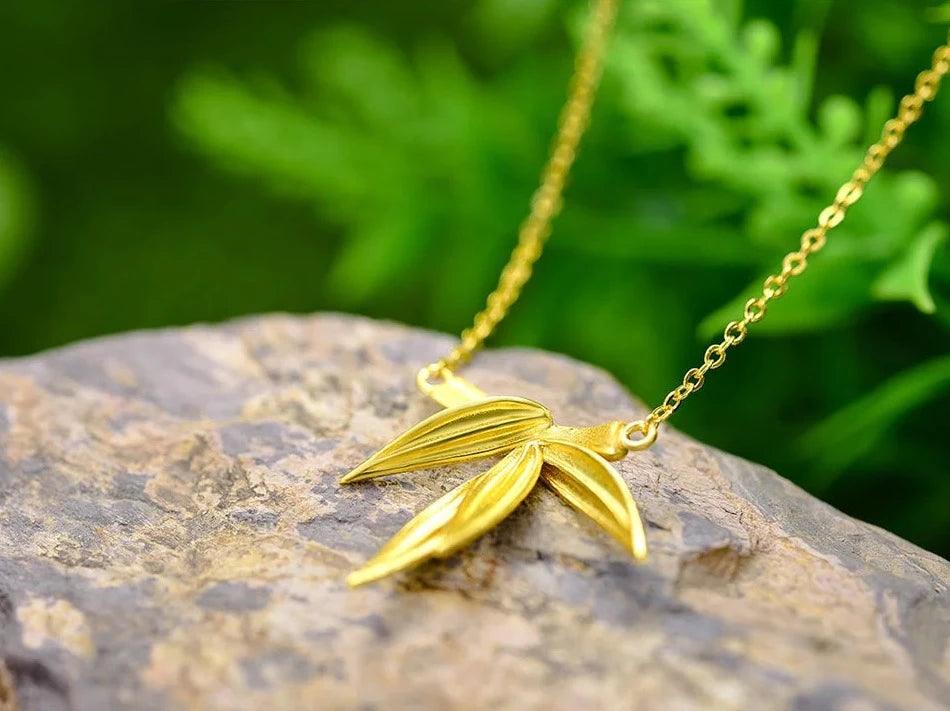 Bamboo Leaves Pendant Necklace Charm Jewelry - LFJF0081 - Touchy Style