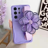 BCPC338 Cute Phone Case for Galaxy S23 FE, S22 Ultra, S21, S20 FE, A54 14, A24 34, A23 33, A53 73, A32, A52S, A50, A51, and A71 - Flower Hand Band Phone Holder - Touchy Style