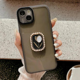 BCPC406 Cute Phone Case for Galaxy S23 Ultra, S22, S21 FE, S20 FE, A14, A24, A34, A54, A13, A23, A33, A53, A72, and A12 - Pearl Flower Ring Holder - Touchy Style