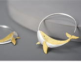 Big Whale LFJC0013 Hoop Earring Charm Jewelry 925 Sterling Silver - Touchy Style .