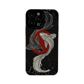 Black and White Cute Carp Oil Painting Phone Case for iPhone 15, 14, 13, 12, 11 Pro Max, Mini, 7, 8 Plus, X, XS Max, XR - Touchy Style