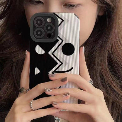 Black &amp; White Funny Expression Cute Phone Case for iPhone 6, 7, 8 Plus, SE 2020, 11, 12 Pro Max, 13, 14, X, XS, XR, XS Max - Touchy Style