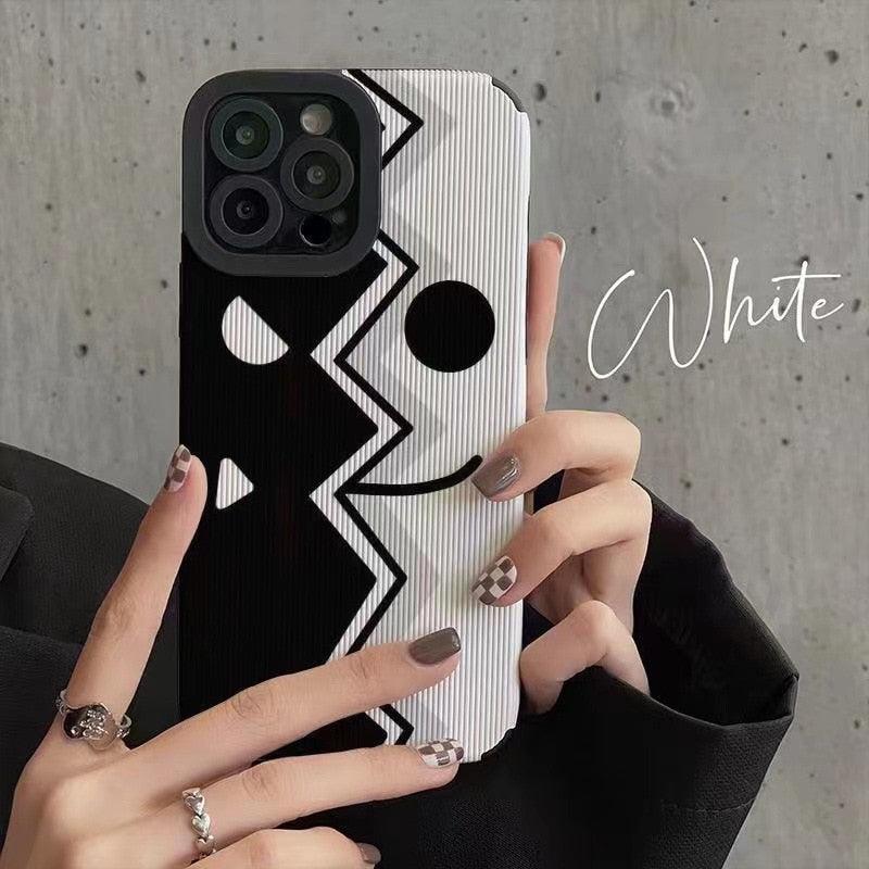 Black &amp; White Funny Expression Cute Phone Case for iPhone 6, 7, 8 Plus, SE 2020, 11, 12 Pro Max, 13, 14, X, XS, XR, XS Max - Touchy Style