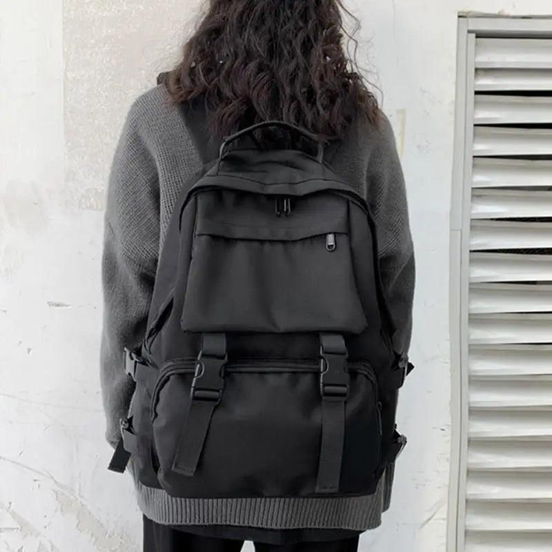 Black Cool Backpack Fashion Women Waterproof Large-capacity School Bag GCBKOS53 - Touchy Style