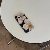 Black Cute Flower Oil Painting Phone Case for iPhone 11, 12, 13, 14 Pro Max, and 14 Plus - Touchy Style .