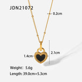 Black Double-Sided Heart Pendant Necklace Charm Jewelry NCJOI36 - Touchy Style