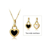 Black Double-Sided Heart Pendant Necklace Charm Jewelry NCJOI36 - Touchy Style