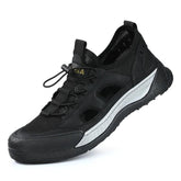 Black Hollow Out Safety Sneakers for Men - C3016 Casual Shoes - Touchy Style .