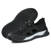 Black Hollow Out Safety Sneakers for Men - C3016 Casual Shoes - Touchy Style .