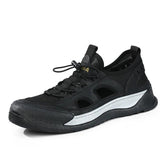 Black Hollow Out Safety Sneakers for Men - C3016 Casual Shoes - Touchy Style .