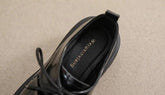 Black Leather Loafers with Heel - W805-2 British Style Women&