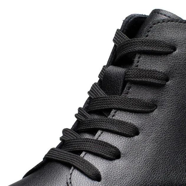 Black Leather Thick Ankle Boots - KA3094 Men&