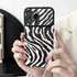 Black White Cute Zebra Stripe Phone Case for iPhone 11-15 Pro Max Plus - Soft Cover - Touchy Style .