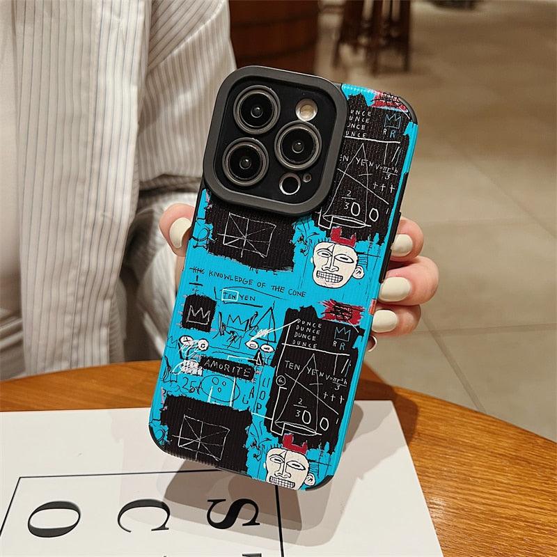 Blue Graffiti Retro Label Cute Phone Case Cover for iPhone 14, 13, 11, 12 Pro Max, 7, 8 Plus, X, XS Max, XR - Touchy Style