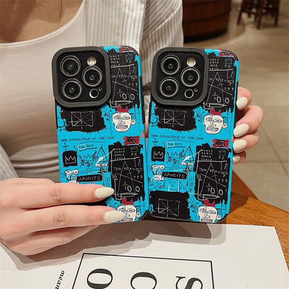 Blue Graffiti Retro Label Cute Phone Case Cover for iPhone 14, 13, 11, 12 Pro Max, 7, 8 Plus, X, XS Max, XR - Touchy Style