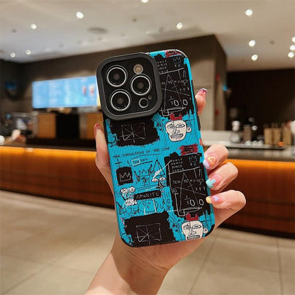 Blue Graffiti Retro Label Cute Phone Case Cover for iPhone 14, 13, 11, 12 Pro Max, 7, 8 Plus, X, XS Max, XR - Touchy Style