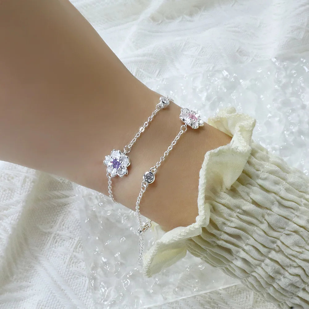 Bracelet Charm Jewelry - Cherry Blossom Flower - TSJ119 - Touchy Style