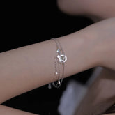 Bracelet Charm Jewelry - Double Layers Planet, Star Clear CZ - TSJ114 - Touchy Style