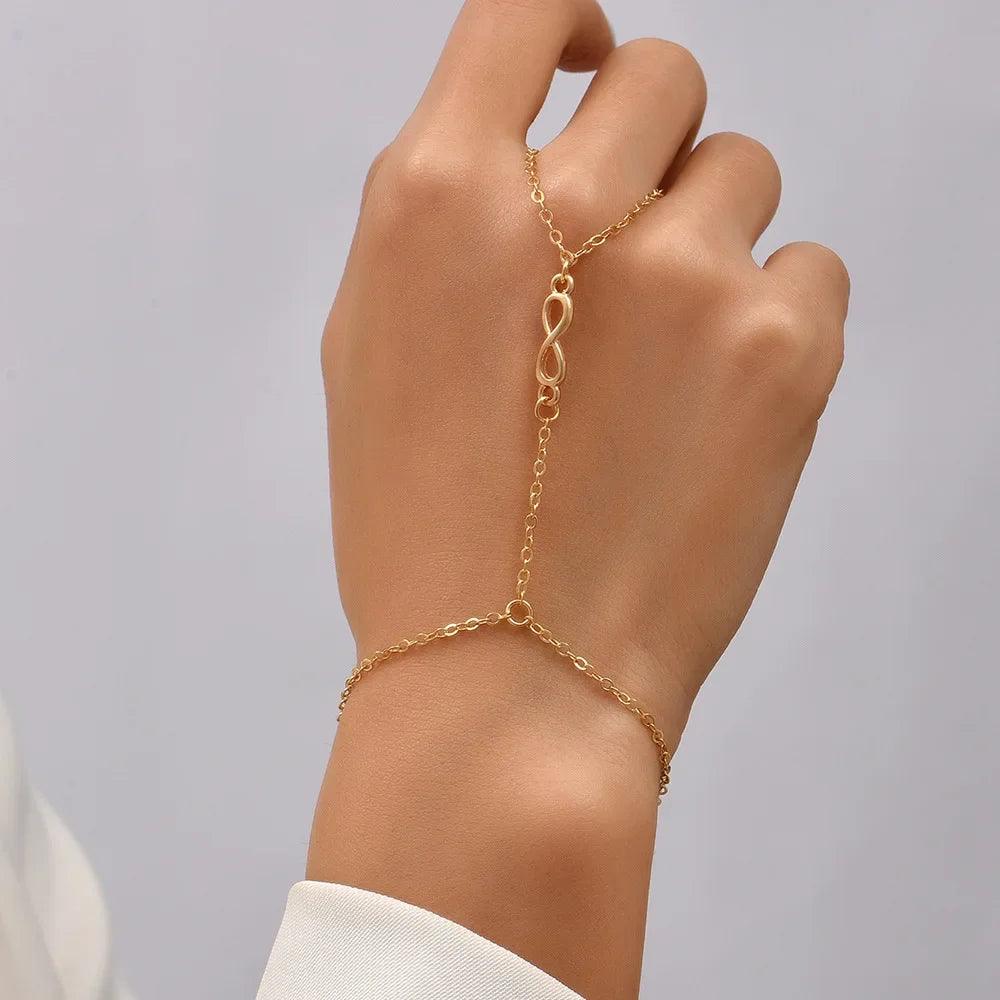 Bracelets and Finger Rings Charm Jewelry - Simple Chain - Gold Plated - TSJ3 - Touchy Style