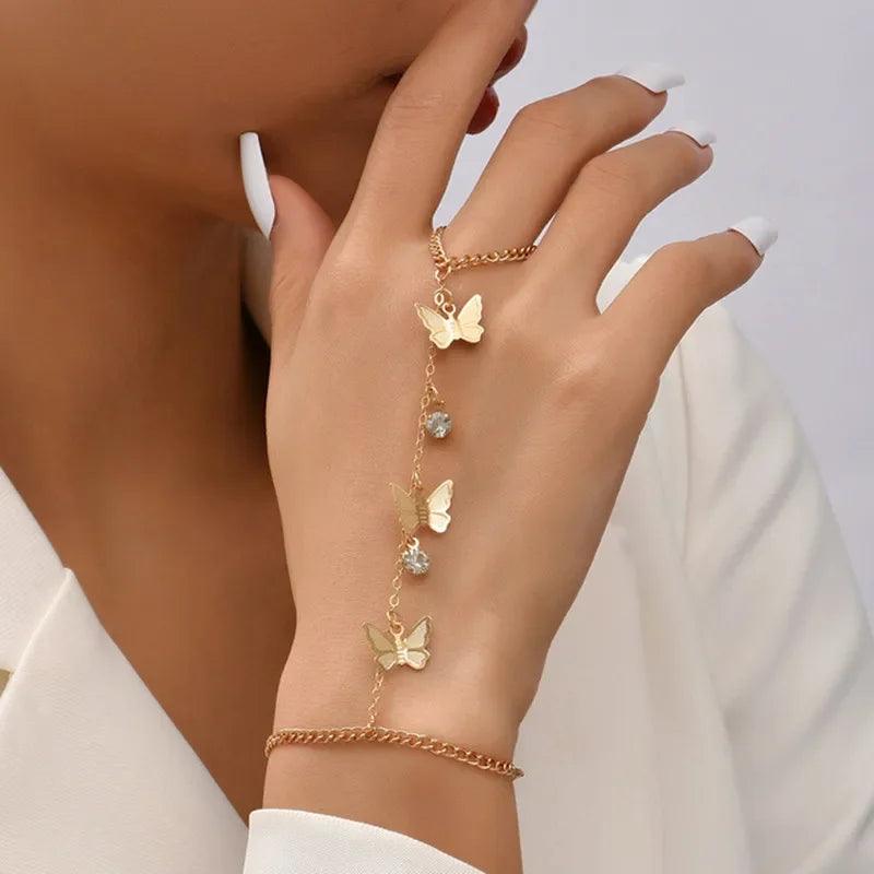 Bracelets and Finger Rings Charm Jewelry - Simple Chain - Gold Plated - TSJ3 - Touchy Style