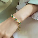 Bracelets Charm Jewelry BCJTXY35 Baroque Pearl Green Stone Rounded Bead - Touchy Style .