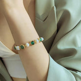 Bracelets Charm Jewelry BCJTXY35 Baroque Pearl Green Stone Rounded Bead - Touchy Style .