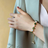 Bracelets Charm Jewelry BCJTXY35 Baroque Pearl Green Stone Rounded Bead - Touchy Style .