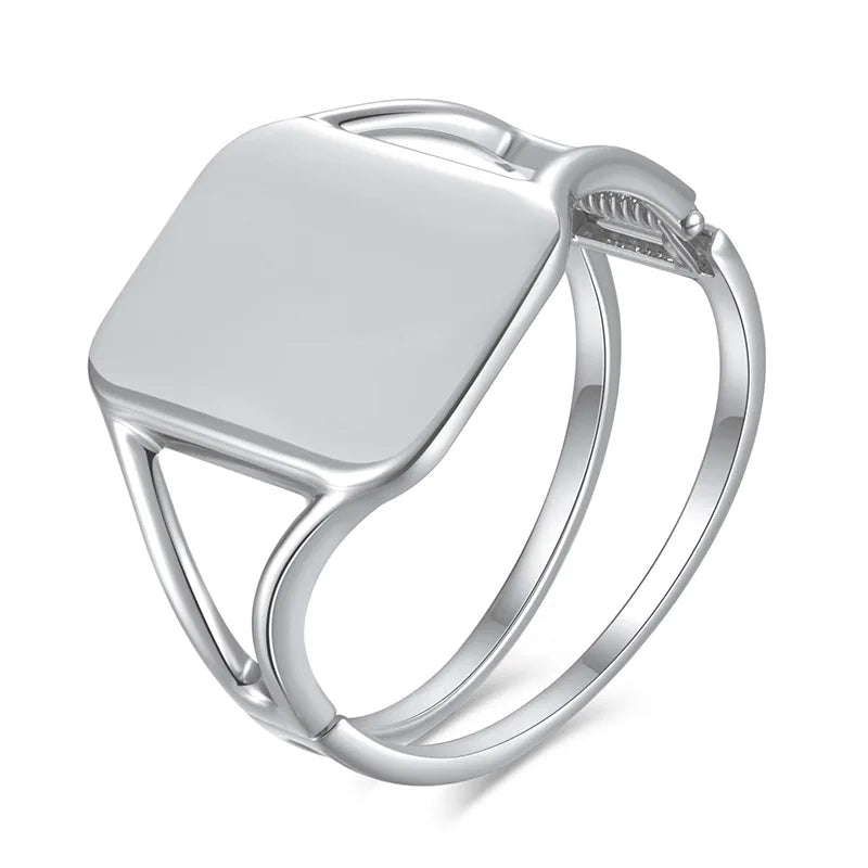 Bracelets Charm Jewelry - Geometric Square, Smooth Wide Version - TSJ15 - Touchy Style