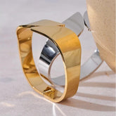 Bracelets Charm Jewelry - Glossy Smoothy Stainless Steel Wide Geometric Bangle - TSJ14 - Touchy Style