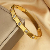 Bracelets Charm Jewelry - Golden Plated - Wide Opening Bangles - Roman Numeral - TSJ22 - Touchy Style