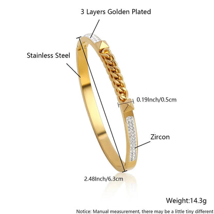 Bracelets Charm Jewelry - Golden Plated - Wide Opening Bangles - Roman Numeral - TSJ22 - Touchy Style