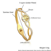 Bracelets Charm Jewelry - Golden Plated - Wide Opening Bangles - Roman Numeral - TSJ22 - Touchy Style