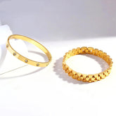 Bracelets Charm Jewelry - Golden Plated - Wide Opening Bangles - Roman Numeral - TSJ22 - Touchy Style